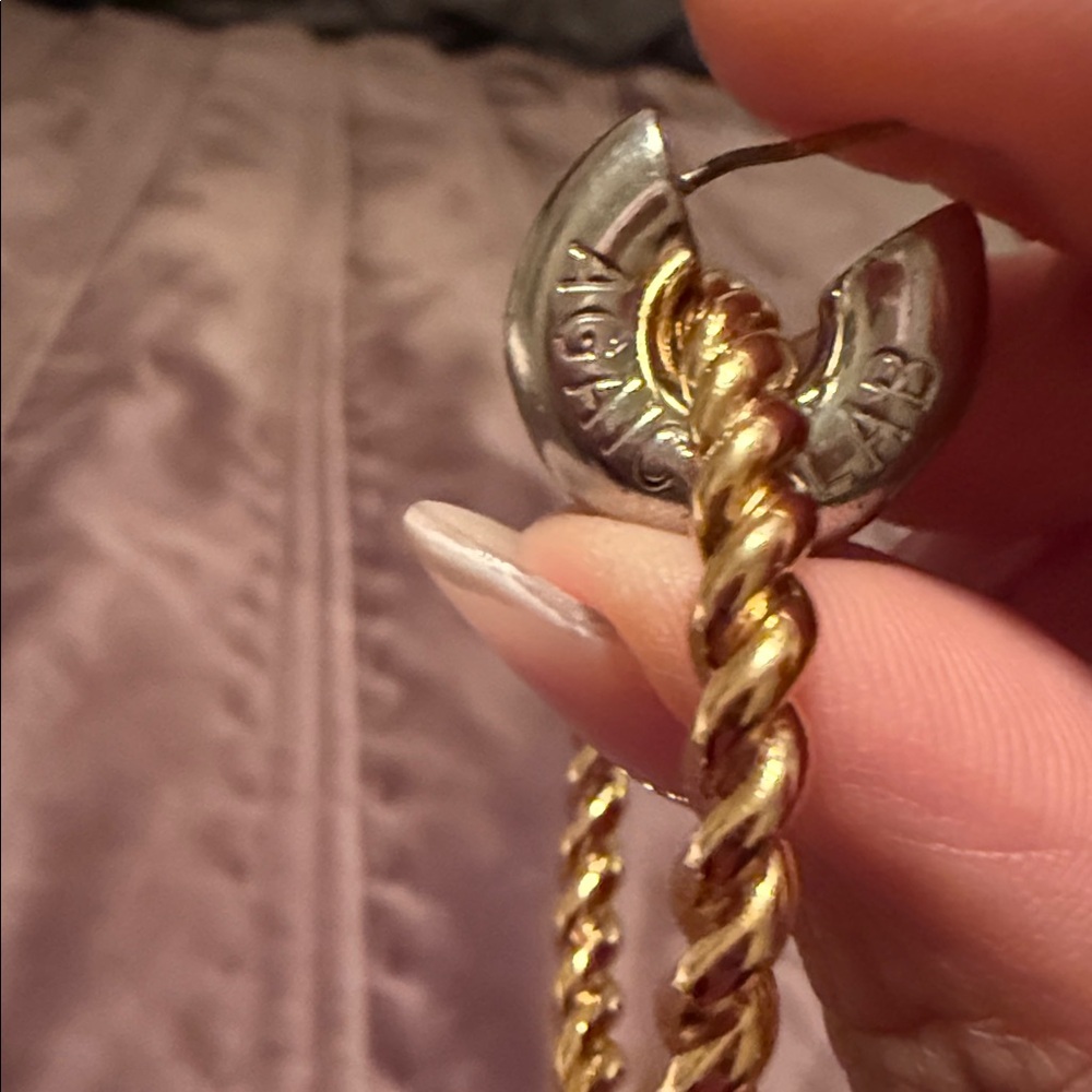 Elegant Gold and Silver authentic Balenciaga interlocking Hoop Earrings. - Picture 2 of 9